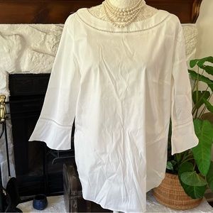 Ann Taylor blouse crisp white cotton blouse size large